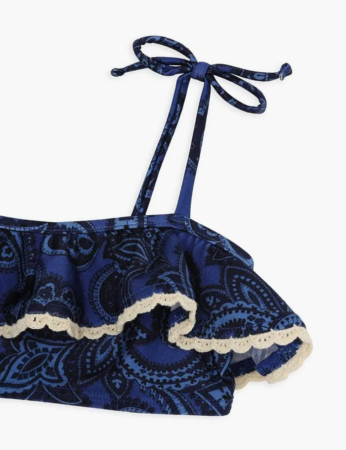 Zimmermann Swimwear Ottie Trim Frill Bikini Blue Paisley 8211 Kids