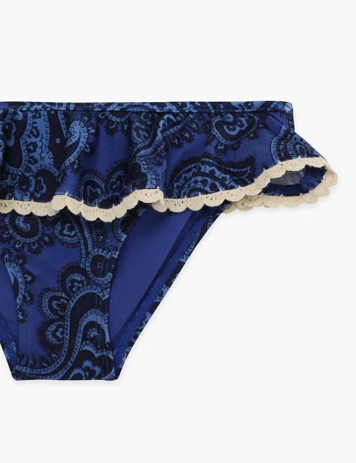 Zimmermann Swimwear Ottie Trim Frill Bikini Blue Paisley 8211 Kids