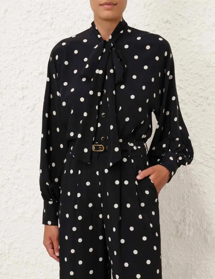 Zimmermann Tops Batwing Blouse Black W Cream Dot 8211 Women