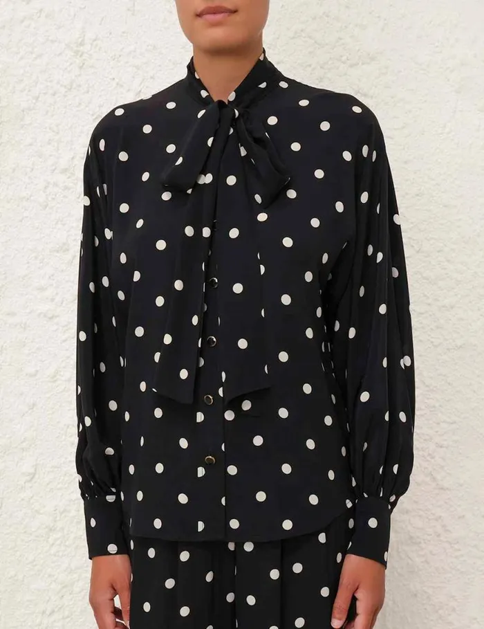 Zimmermann Tops Batwing Blouse Black W Cream Dot 8211 Women