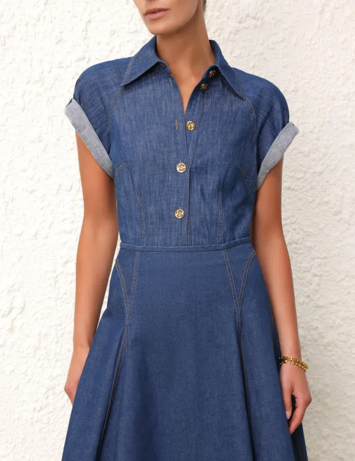 Zimmermann Tops Matchmaker Denim Blouse Railway Blue 8211 Women