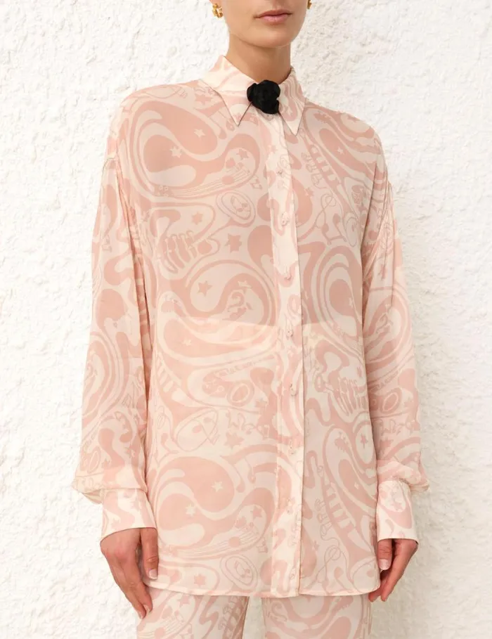 Zimmermann Tops Matchmaker Relaxed Shirt Pinkcream Abstract Musical 8211 Women