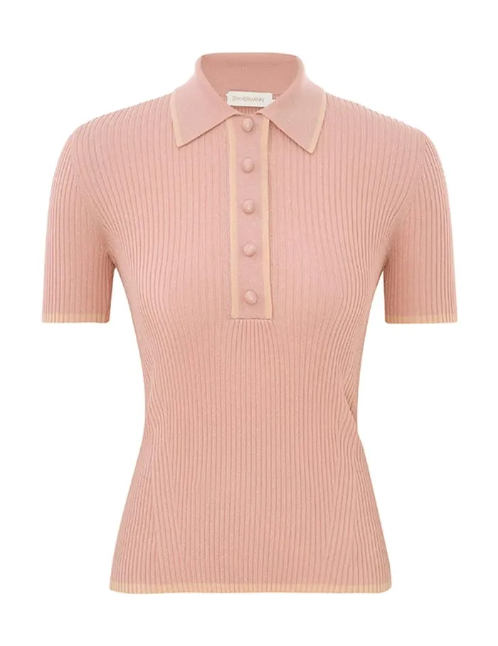 Zimmermann Tops Metallic Polo Peach 8211 Women