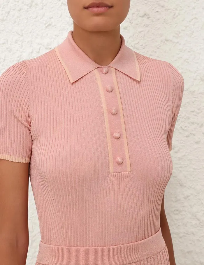 Zimmermann Tops Metallic Polo Peach 8211 Women