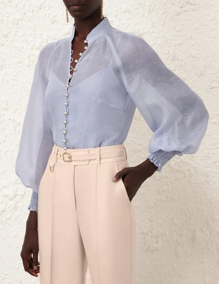 Zimmermann Tops Natura Blouse Lilac Blue 8211 Women