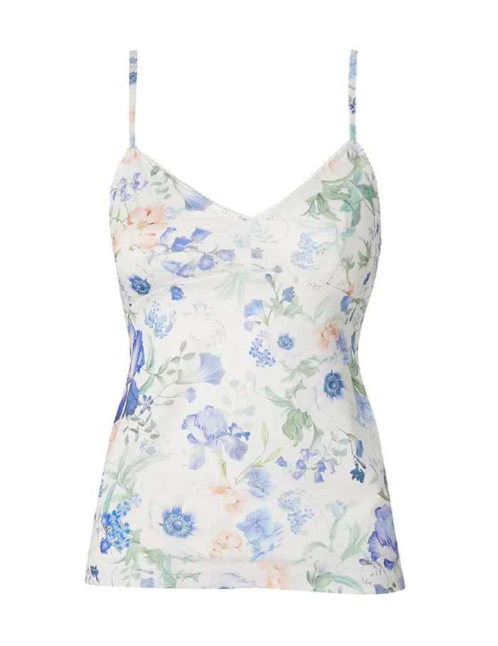 Zimmermann Tops Natura Tie Neck Billow Top Blue Garden Print 8211 Women