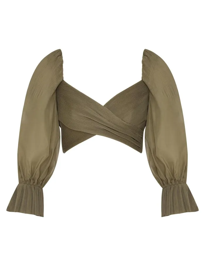 Zimmermann Tops Pleated Bodice Olive 8211 Women