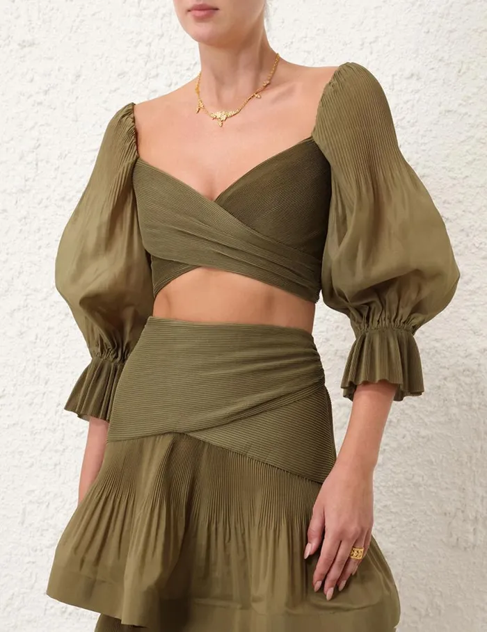 Zimmermann Tops Pleated Bodice Olive 8211 Women