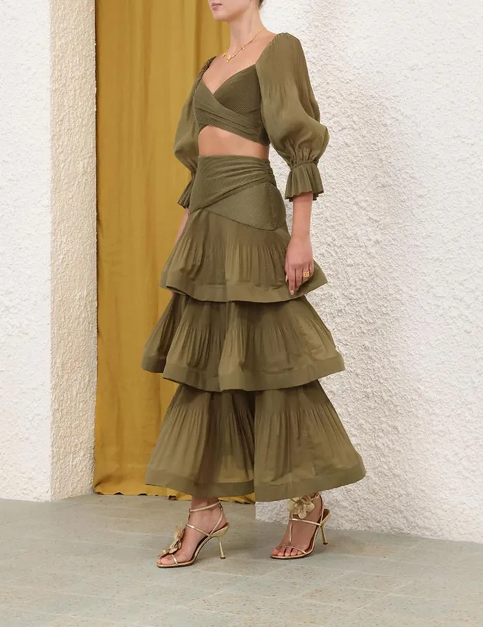 Zimmermann Tops Pleated Bodice Olive 8211 Women