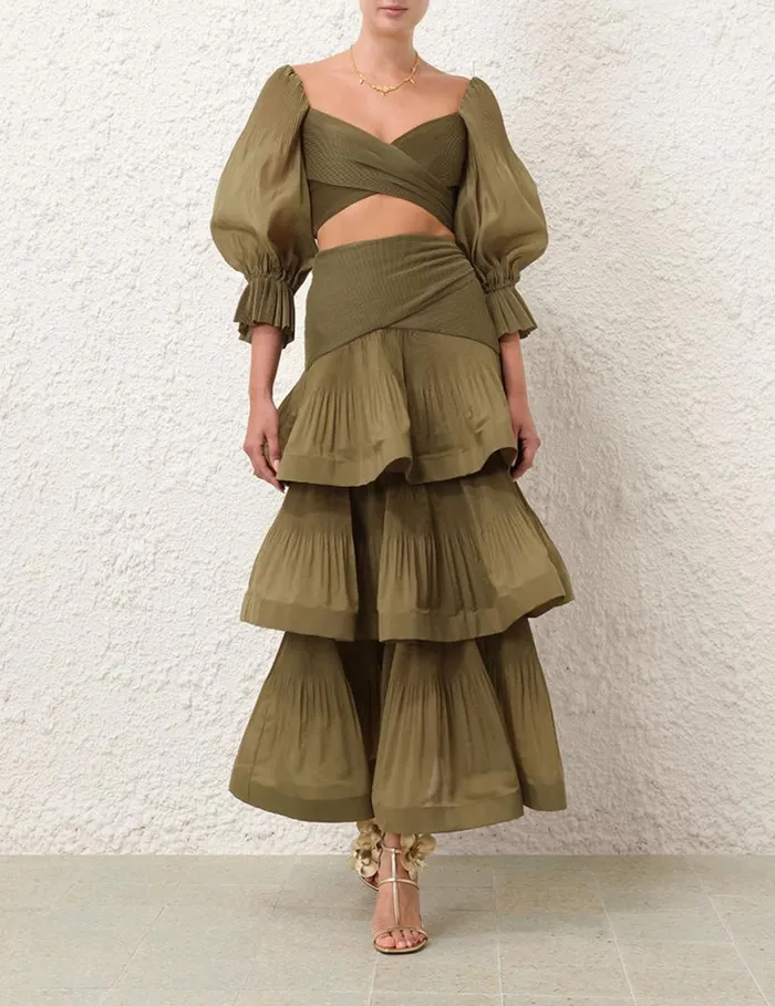 Zimmermann Tops Pleated Bodice Olive 8211 Women