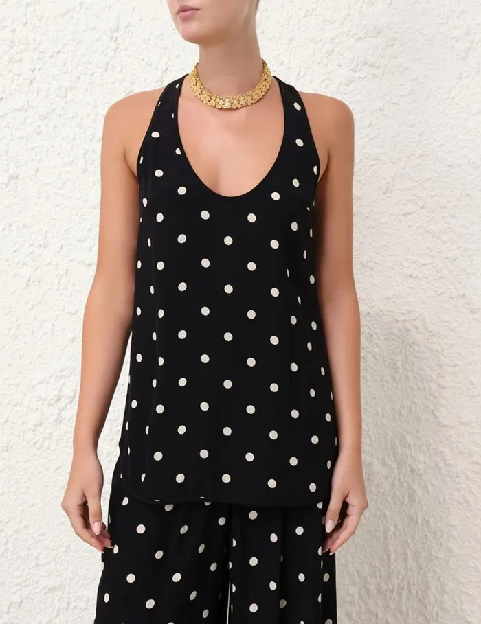 Zimmermann Tops Tank Black W Cream Dot 8211 Women