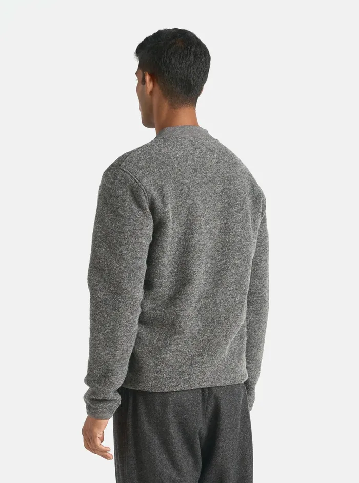 Zip Bomber In Grey Marl Wool Fleece Men Universal Works Fleece