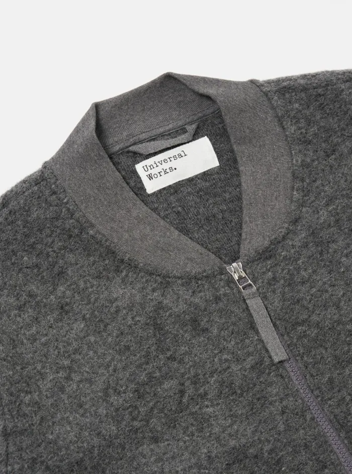Zip Bomber In Grey Marl Wool Fleece Men Universal Works Fleece