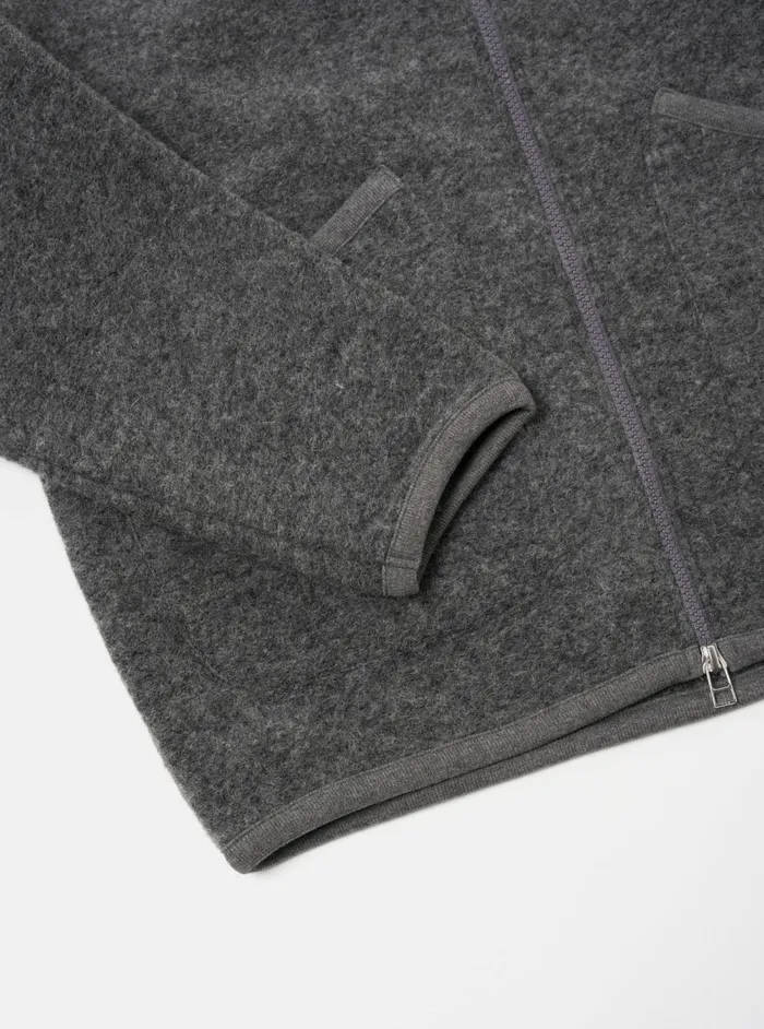 Zip Bomber In Grey Marl Wool Fleece Men Universal Works Fleece
