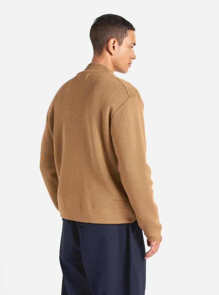 Zip Knitwork Jacket In Sand Merino Knit Men Universal Works Cardigans