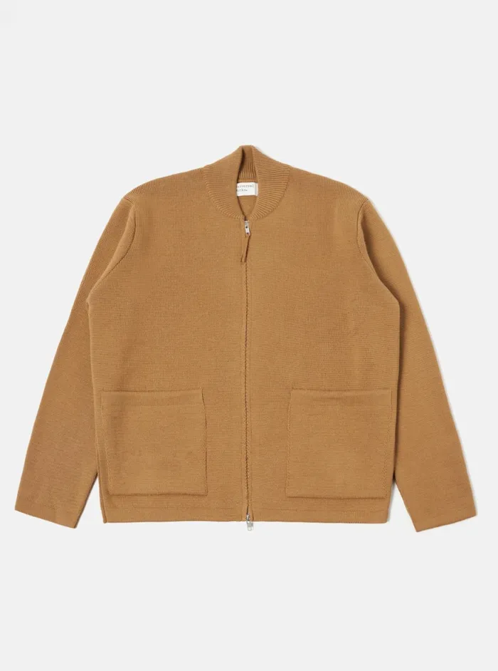Zip Knitwork Jacket In Sand Merino Knit Men Universal Works Cardigans