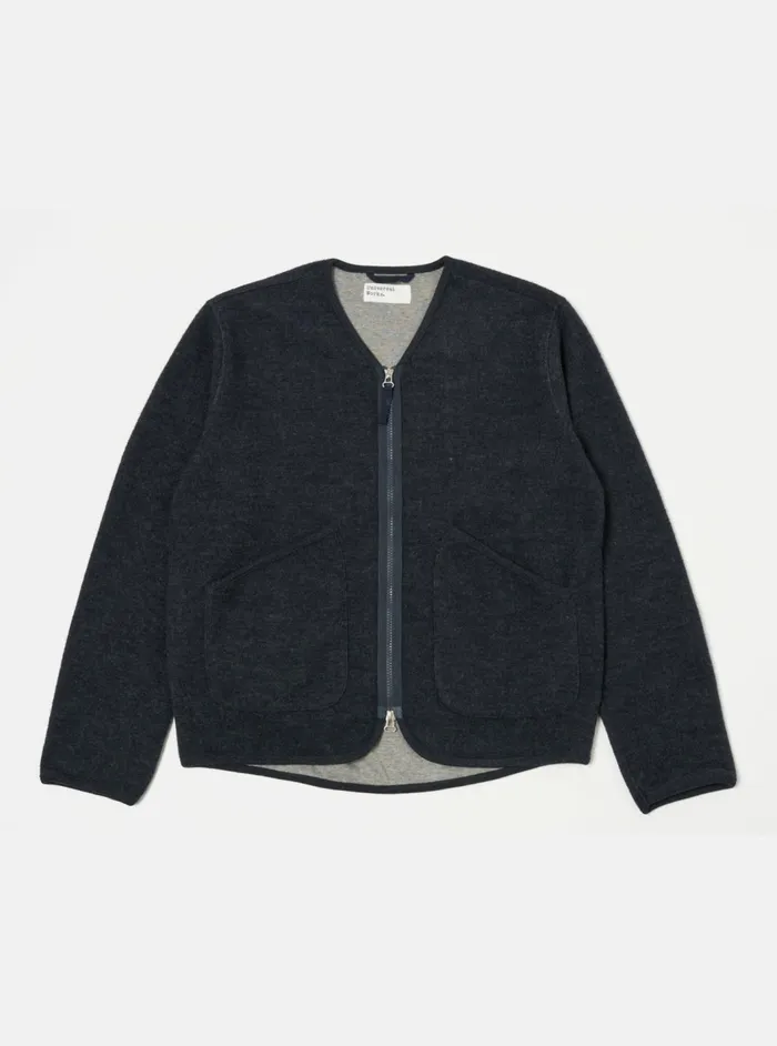 Zip Liner Jacket In Navy Soft Wool Cotton Knit Men Universal Works Sweatshirts Zip Liner Jacket In Navy Soft Wool Cotton Knit Men Universal Works Sweatshirts