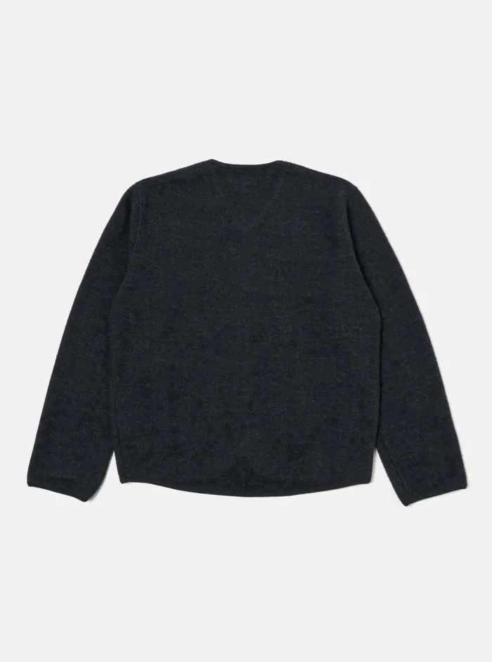 Zip Liner Jacket In Navy Soft Wool Cotton Knit Men Universal Works Sweatshirts