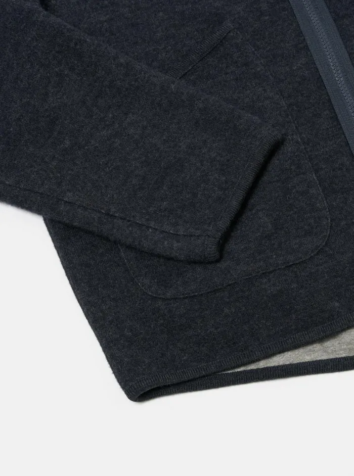 Zip Liner Jacket In Navy Soft Wool Cotton Knit Men Universal Works Sweatshirts