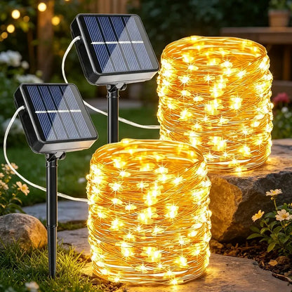 2-Pack Solar Outdoor String Lights, 80FT 240 LED Waterproof Fairy Lights with 8 Lighting Modes for Garden, Patio & Party Decor