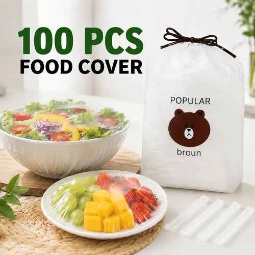 100PCS Disposable Stretch Food Covers, Elastic Bowl & Plate Covers, Self-Sealing Fresh-Keeping Wraps for Food Storage, Refrigerator & Home Use