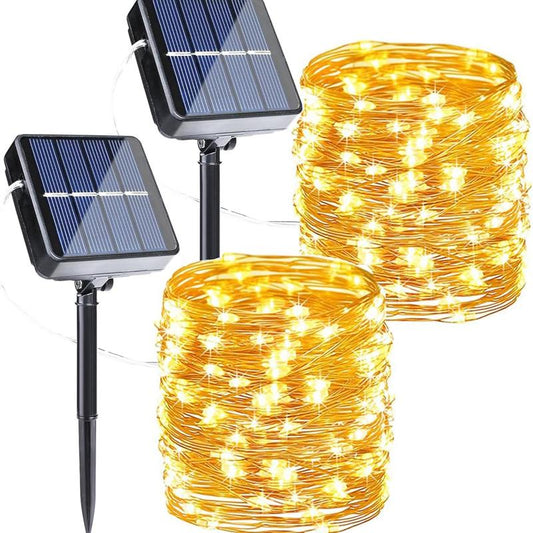 2-Pack Solar Outdoor String Lights, 80FT 240 LED Waterproof Fairy Lights with 8 Lighting Modes for Garden, Patio & Party Decor