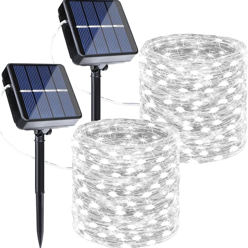 2-Pack Solar Outdoor String Lights, 80FT 240 LED Waterproof Fairy Lights with 8 Lighting Modes for Garden, Patio & Party Decor