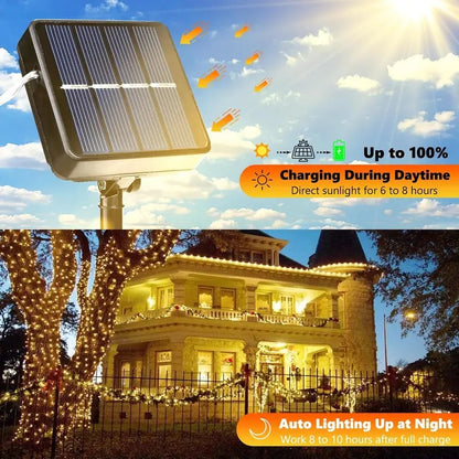 2-Pack Solar Outdoor String Lights, 80FT 240 LED Waterproof Fairy Lights with 8 Lighting Modes for Garden, Patio & Party Decor