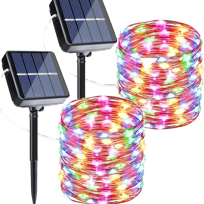 2-Pack Solar Outdoor String Lights, 80FT 240 LED Waterproof Fairy Lights with 8 Lighting Modes for Garden, Patio & Party Decor