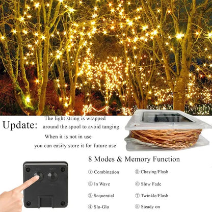 2-Pack Solar Outdoor String Lights, 80FT 240 LED Waterproof Fairy Lights with 8 Lighting Modes for Garden, Patio & Party Decor