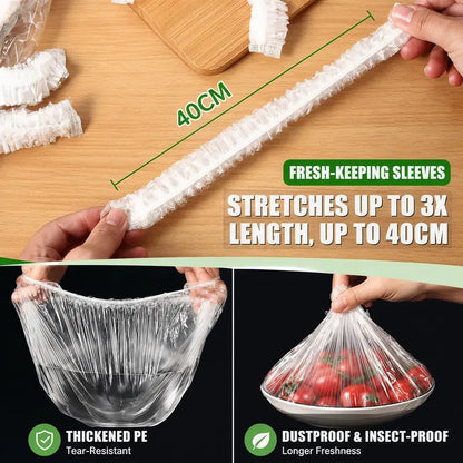 100PCS Disposable Stretch Food Covers, Elastic Bowl & Plate Covers, Self-Sealing Fresh-Keeping Wraps for Food Storage, Refrigerator & Home Use