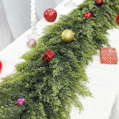 Real Touch Artificial Cedar Garland 6FT 2 Pack – Natural Looking Greenery Decor for Walls, Mantels, Christmas & Home Decoration