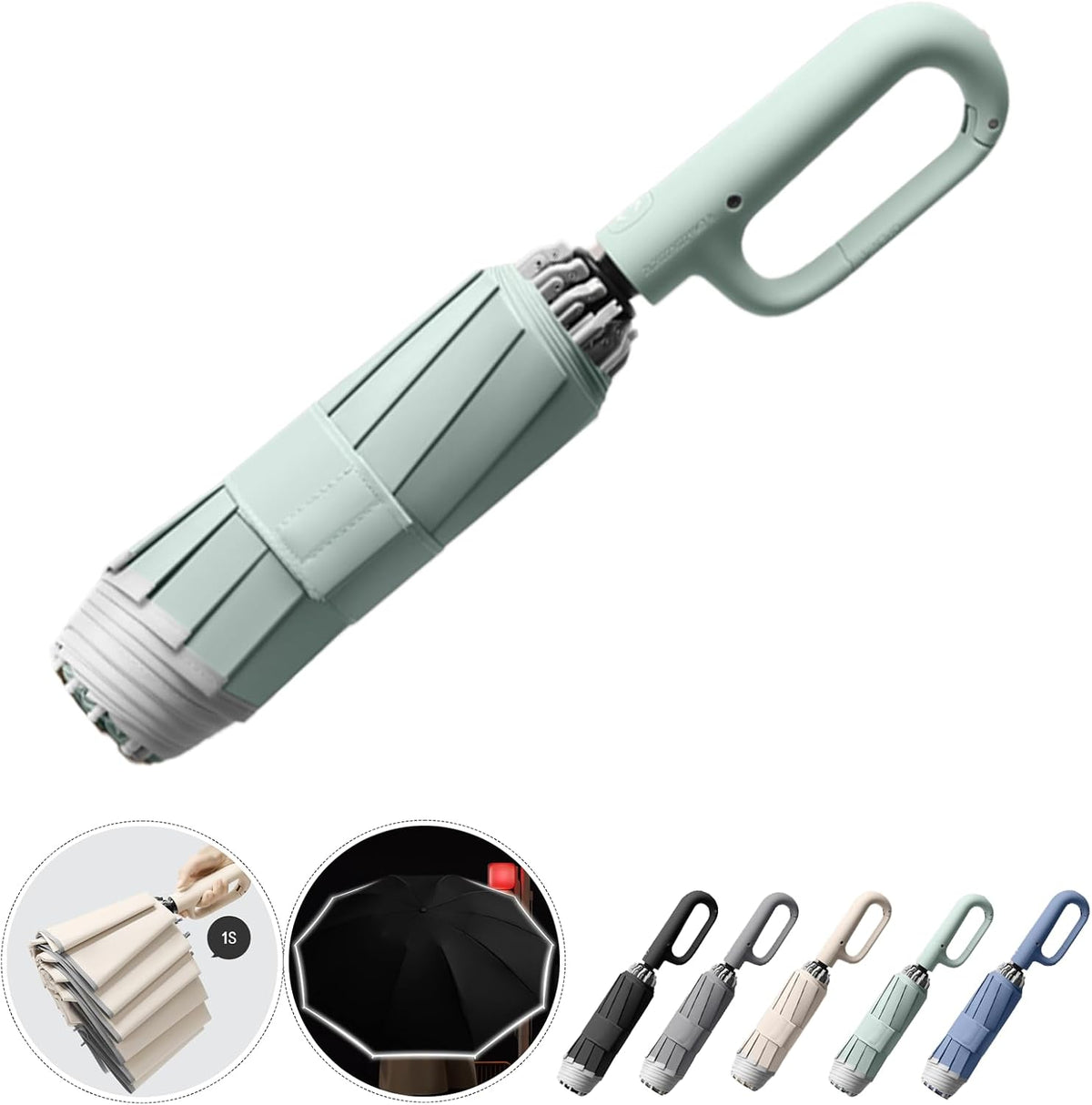 Automatic Folding Umbrella, Windproof & Waterproof Portable Rain Umbrella with Wrist Strap for Men & Women