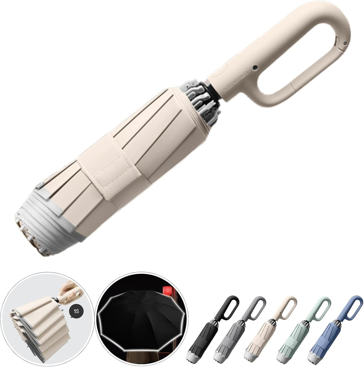 Automatic Folding Umbrella, Windproof & Waterproof Portable Rain Umbrella with Wrist Strap for Men & Women