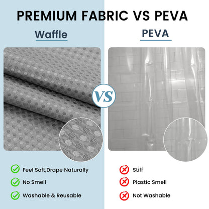 Washable Waffle Weave Shower Curtain with Snap-In Liner, Waterproof Double Layer Bathroom Curtain 71 x 74 Inch