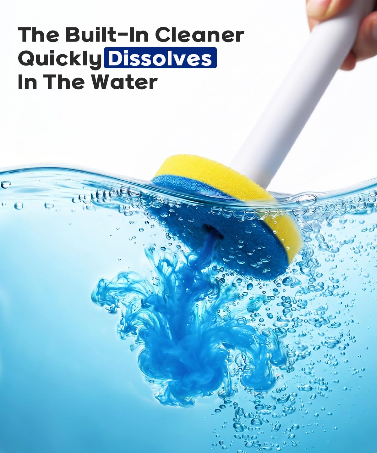 Disposable Toilet Brush with Holder, Toilet Wand Cleaning Kit with 16 Sponge Refills, Touch-Free Bathroom Cleaner, Wall-Mounted or Freestanding