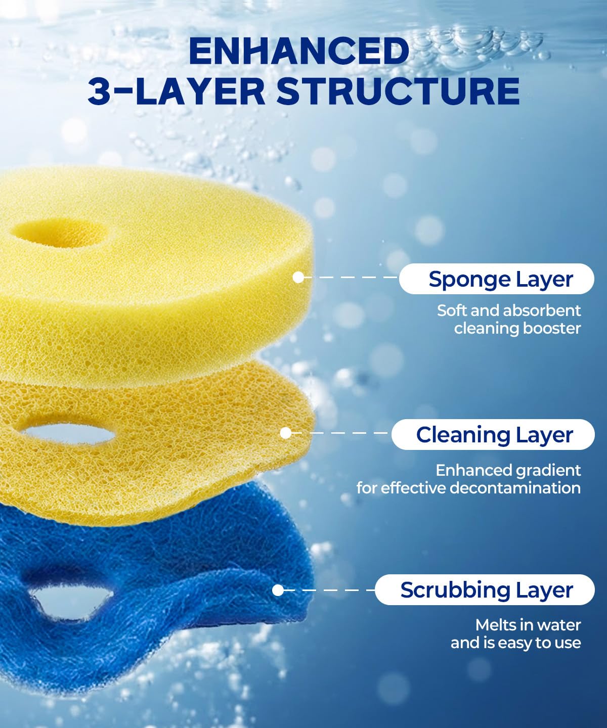 Disposable Toilet Brush with Holder, Toilet Wand Cleaning Kit with 16 Sponge Refills, Touch-Free Bathroom Cleaner, Wall-Mounted or Freestanding