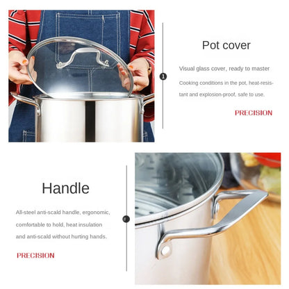 26/28CM Stainless Steel Soup Pot Kitchen Utensils Milk Boiling Water Cooking Daily Use Stockpot Pans With Lid Soup Sauce Pan