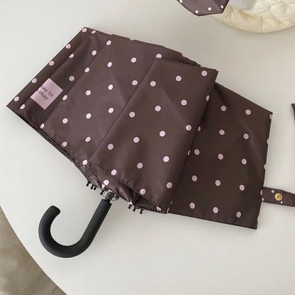 UV Protection Polka Dot Folding Umbrella Lightweight Beach Sun Rain Umbrella Compact Portable Travel Outdoor Umbrella Daily Use