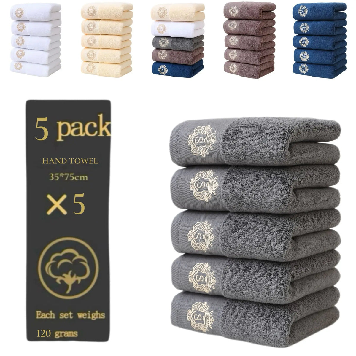 5Pcs Towels Gift Set - Thickened, Ultra Soft & Highly Absorbent, 35x75cm Towel, Men & Women Couples, Ideal for Daily Use
