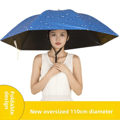 Extra Large 110cm Diameter Fishing Umbrella Hat Sunshade UV Protection Rain Cap Headwear Oversize Home Daily Use Umbrella