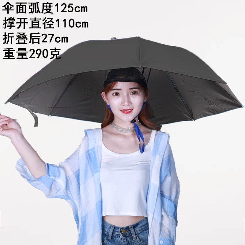 Extra Large 110cm Diameter Fishing Umbrella Hat Sunshade UV Protection Rain Cap Headwear Oversize Home Daily Use Umbrella