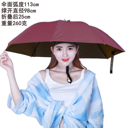 Extra Large 110cm Diameter Fishing Umbrella Hat Sunshade UV Protection Rain Cap Headwear Oversize Home Daily Use Umbrella