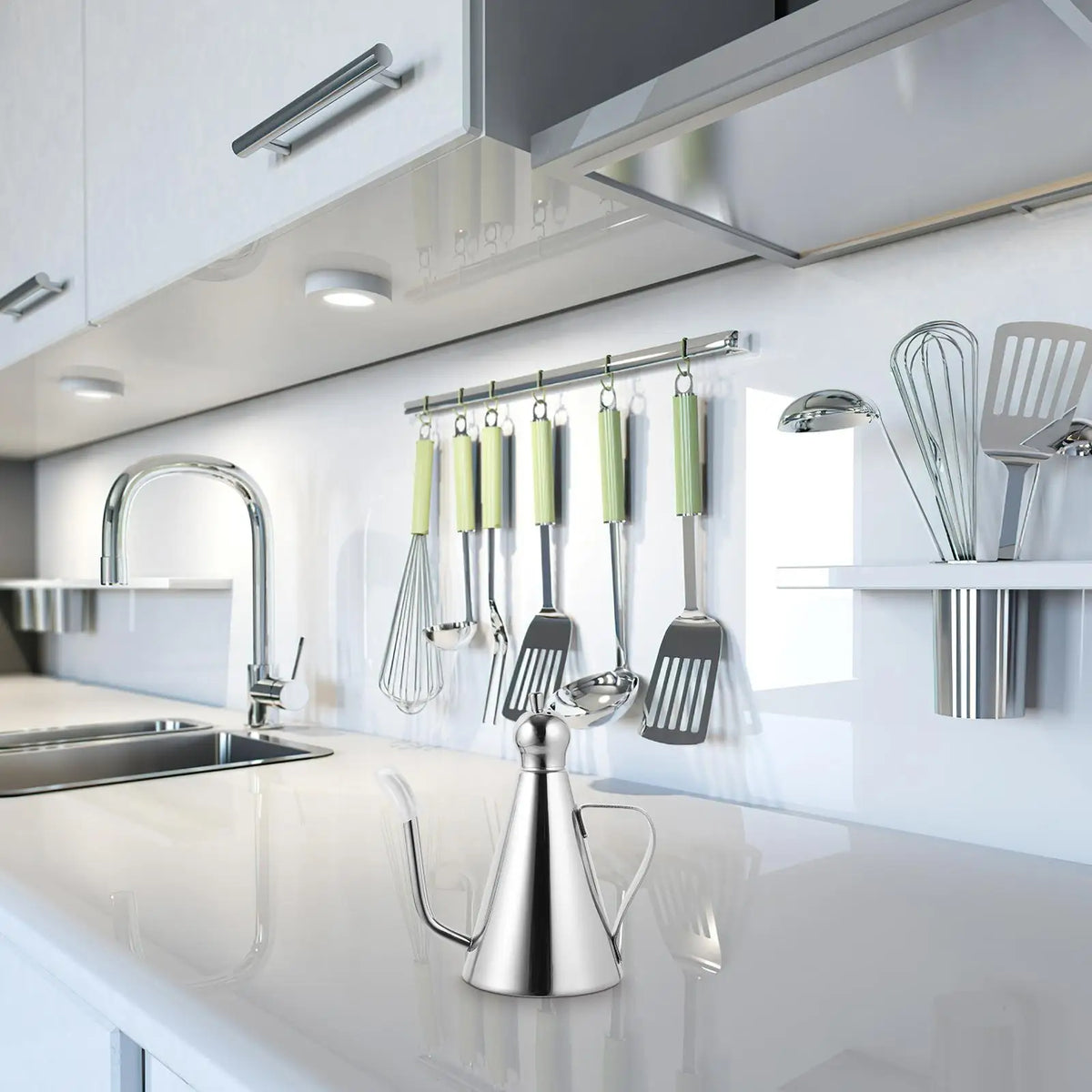 1/0.5/0.27L 304 Stainless Steel Oil Bottle Daily Use Dispenser Kitchen Container Vinegar Precise Fit Condiment Leakproof Sauce