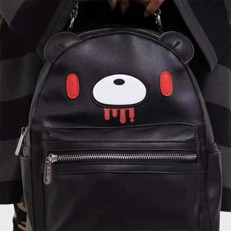 Violented Bear Cartoon Backpack Cute Gloomyed Bear Travel Student Computer Backpack With Pockets For Casual Daily Use School
