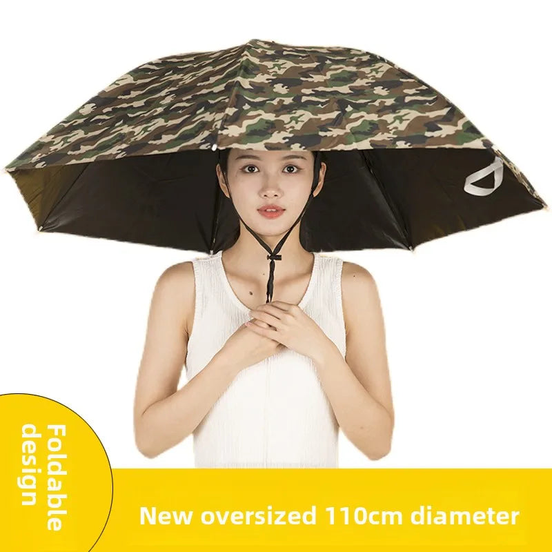 Extra Large 110cm Diameter Fishing Umbrella Hat Sunshade UV Protection Rain Cap Headwear Oversize Home Daily Use Umbrella