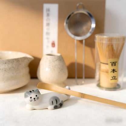 6-Piece Matcha Tea Set - Kiln-Fired Ceramic Bowl with Bamboo Spoon, Tea Whisk, and Tea Powder Sieve - Complete Set for Matcha Enthusiasts, Beginners, Tea Ceremonies, and Daily Use - Elegant Gift for Tea Art Lovers, Chinese Te