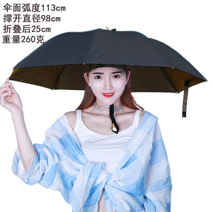 Extra Large 110cm Diameter Fishing Umbrella Hat Sunshade UV Protection Rain Cap Headwear Oversize Home Daily Use Umbrella
