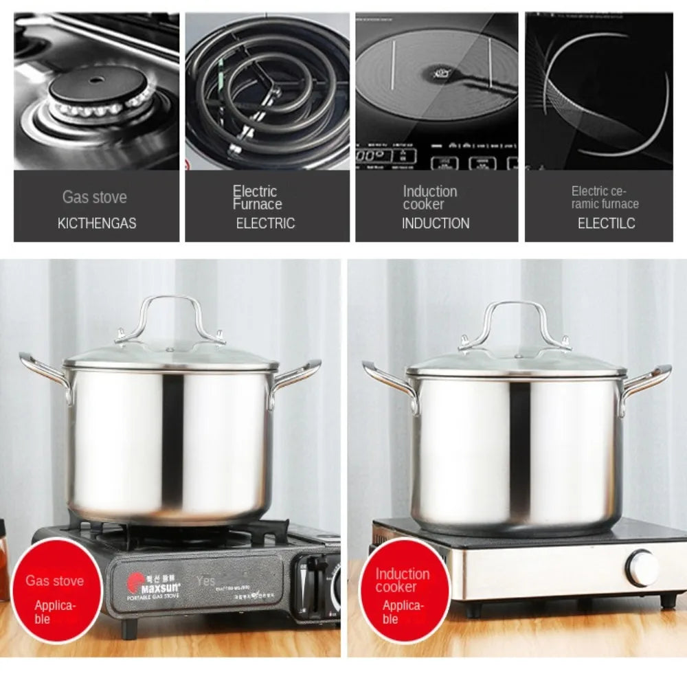 26/28CM Stainless Steel Soup Pot Kitchen Utensils Milk Boiling Water Cooking Daily Use Stockpot Pans With Lid Soup Sauce Pan
