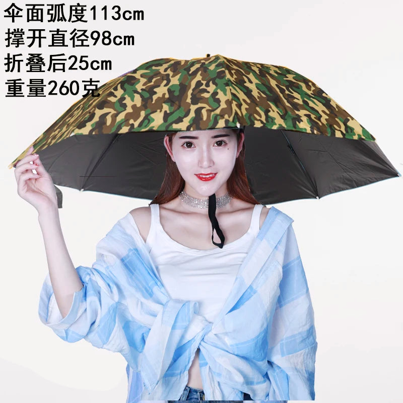 Extra Large 110cm Diameter Fishing Umbrella Hat Sunshade UV Protection Rain Cap Headwear Oversize Home Daily Use Umbrella